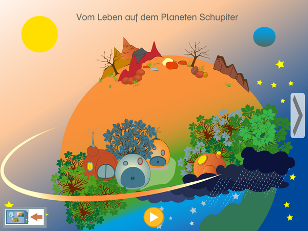 Screenshot: Der Planet Schupiter in der Sprachforscher-App von LIFEtool